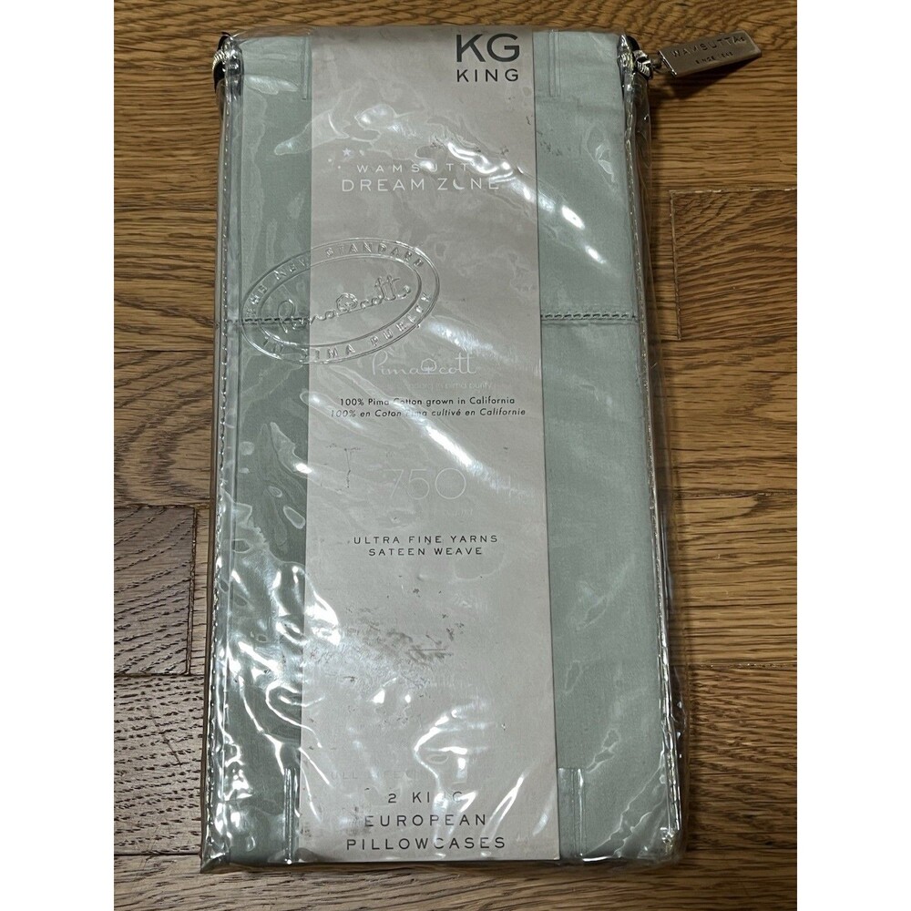 Wamsutta Dream Zone 750 TC Solid Mint 2 KING EURO SHAMS / NEW